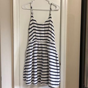 Navy blue and white striped dress